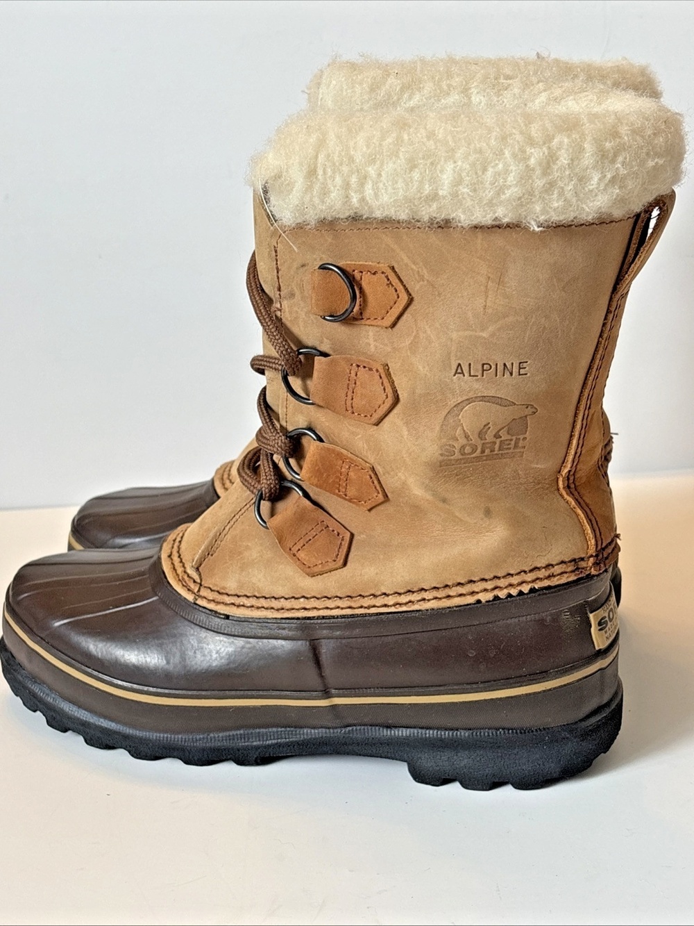 Sorel Alpine Waterproof Winter Snow Boots Women’s Size 8 Brown Leather